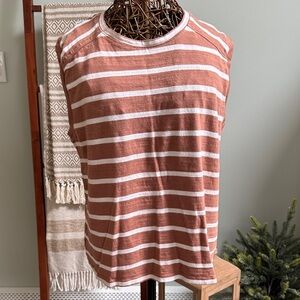 Loft Outlet Striped Sleeveless Top in Rust and White size XL